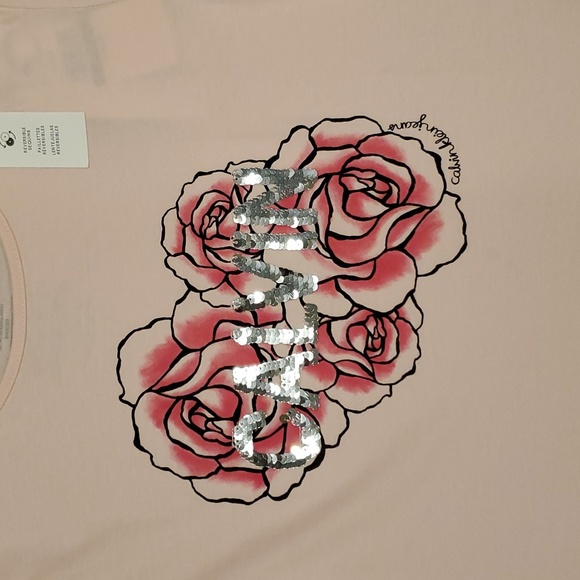 Girls Calvin Klein pink sequin print shirt size L(12/14) - Picture 2 of 4